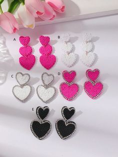 A,B,C,D,E  Collar  ABS   Embellished   Women Fashion Jewelry Engagement Mehndi, Paper Quilling For Beginners, Diy Jewellery Designs, Beaded Jewelry Earrings, Engagement Mehndi Designs, Valentine Day Gift, Mother Day Gift, Heart Shaped Earrings, A B C D