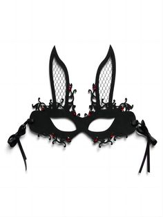 Bunny Mask Black, Black Leather Bunny Mask, 3d Printed Bunny Mask, Lace Bunny Ears, Face Lace, Mask Dance, Bunny Mask, Bunny Party, Masquerade Costumes