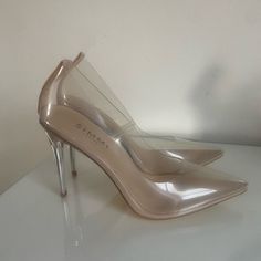 New Never Been Worn. They Are Size 6 But Fit More Like A 6.5-7 (Box Not Included) Chic Clear Heels, Chic Heels With Clear Strap And Round Toe, Chic Clear Closed Toe Heels, Chic Clear Pointed Toe Heels, Chic Clear Heels With Pointed Toe, Chic Clear Closed-toe Heels, Chic Closed Toe Heels With Clear Strap, Simmi Shoes, Bow High Heels