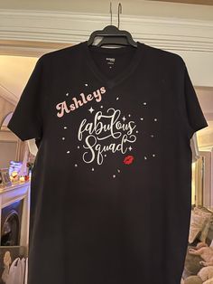 Cotton V neck T-shirt with party squad theme Party Names, 50th Birthday, Neck T Shirt, V Neck T Shirt, Gender Neutral, Graphic Tees, Bathing Beauties, Adult Outfits, Tops & Tees