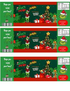 two christmas coupons with the same character on them