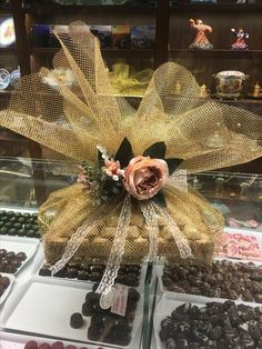 a display case filled with lots of chocolates