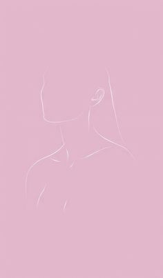 a drawing of a woman's profile on a pink background