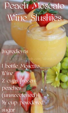 peach moscato wine slushies with ingredients