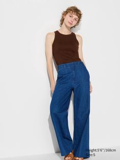 Uniqlo Trousers, Uniqlo Jeans, Woman Jeans, Wide Trousers, Jeans Wide, Uniqlo Women, Styling Ideas, Trouser Jeans, Uniqlo