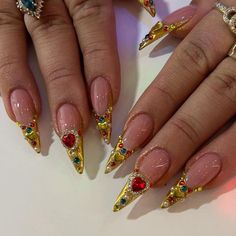 Long Chrome Nails, Gold Chrome Tips, Gold Bling Nails, Easy Nail Polish Ideas, Gold Nails Ideas, Easy Nail Polish, Chrome Tips, Nail Polish Ideas