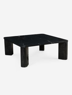 a black marble coffee table on white background