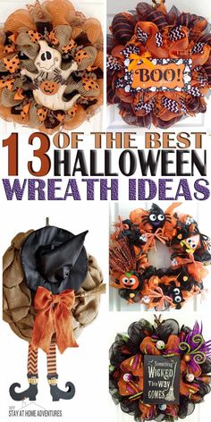 halloween wreaths and decorations are featured in this book