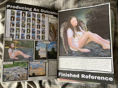 an open magazine with pictures of women in the pages