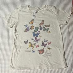 Pacsun Butterfly Tee, Size Small, Never Worn- Great Condition, Original Tags Casual Butterfly Print Tops For Summer, Butterfly Clothes, Pacsun Tops, Pacsun, Color White, Womens Tops, Tops & Tees, Tags, The Originals