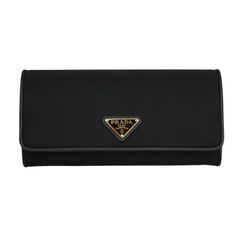 Prada Nylon Long  Flap Wallet, Black - Premium Wallet from Prada - Just $945! Shop now at Sunset Boutique Black Evening Wallet With Logo Plaque, Luxury Saffiano Leather Wallet For Evening, Prada Nylon, Prada Logo, Luxury Wallet, Mens Shirt Dress, Cloth Bags, Emporio Armani, Salvatore Ferragamo