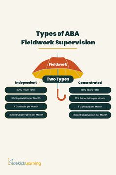 an umbrella with the words types of aba fieldwork supervisor and two types under it