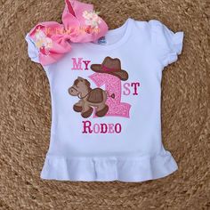 It’s my first Rodeo Birthday Personalized Shirt Fun Fitted T-shirt For Birthday, Fitted Top With Name Print For Birthday, Fitted Letter Print Tops For Birthday, Fitted Short Sleeve Tops For Birthday, Fun Fitted Birthday Tops, Fitted Letter Print T-shirt For First Birthday, Fun Fitted Top For Birthday, Fitted Fun Style Top For Birthday, Fitted Cotton Shirt For Birthday