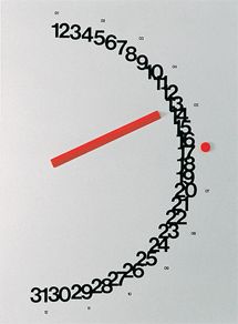 a clock with numbers on it and a pencil in the middle