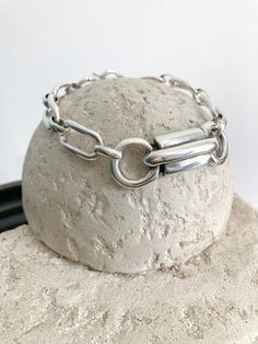 Modern Chunky Bracelets As Gift, Modern Chunky Bracelet For Gift, Chunky Adjustable Bracelet Gift, Adjustable Chunky Bracelet For Gift, Chunky Bracelets With Rectangular Links As A Gift, Chunky Chain Bracelet As Gift, Chunky Chain Bracelet Gift, Bracelet Handmade, Chain Link Bracelet