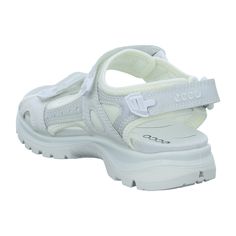 Step into comfort and style with the Ecco Offroad Women's White Sandals. Specifically designed for young adults who love outdoor activities, these sandals feature a robust build and a sleek white finish, making them perfect for both your adventurous trips and casual outings. Enjoy superior support and long-lasting durability with Ecco's signature comfort technology – ideal for keeping up with your dynamic lifestyle. Don't let your footwear hold you back, choose the Ecco Offroad Sandals for style Breathable Round Toe Sandals For Walking, Breathable Flat Synthetic Sandals, Comfortable White Slip-on Sandals, Functional White Sports Sandals, Breathable Slip-on Sandals For Walking, Functional Breathable Slip-on Sandals, Functional White Sport Sandals, Non-slip Round Toe Functional Sandals, Breathable Flat Sandals For Outdoor