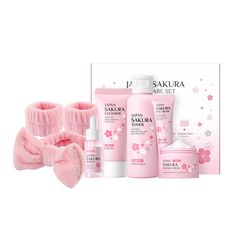 Kit Skin Care, Japan Sakura, Moisturizing Toner, Skin Structure, Cream Cleanser, Skin Care Kit, Care Kit, Travel Kit, Beauty Gift Sets