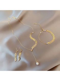 3pcs/Set Fashionable Tassel & Faux Pearl Necklace, Earrings, Bracelet Set, Luxurious High-End Jewelry Set, Suitable For Daily Wear Or As A Gift For Best Friend Gold    Zinc Alloy     Women Fashion Jewelry, size features are:Bust: ,Length: ,Sleeve Length: Inexpensive Jewelry, Double Heart Necklace, Pearl Necklace Earrings, Silver Jewellery Sets, Fashion Jewelry Sets, Classic Jewelry, Necklace Earrings, Bridal Accessories, Pearl Bracelet