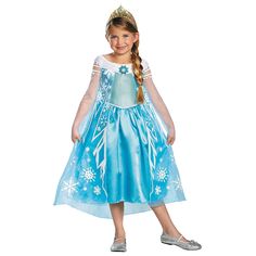 Disney’s Frozen Deluxe Elsa Costume for Girls - Small - OrientalTrading.com Frozen Halloween Costumes, Elsa Halloween, Elsa Halloween Costume, Frozen Halloween, Elsa Frozen Costume, Frozen Elsa Dress, Costume Disney, Frozen Dress, Elsa Costume