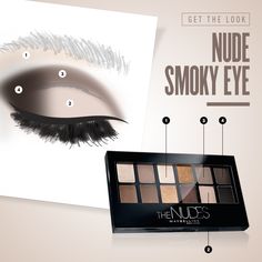 Work with what your palette gave ya. Here’s how to use #theNUDES for a hot smoky eye look. Make Up Inspiration, Nude Palette, Maybelline Makeup, Smoky Eyes, Dramatic Eyes, Eyes Makeup, Drugstore Makeup