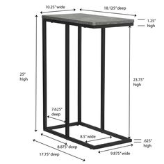 an image of a side table with measurements