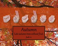 an autumn poster with five fingers in the air