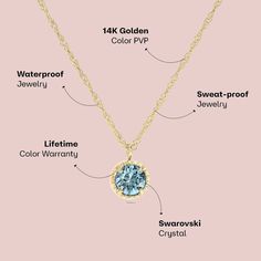 Birthstones Necklace - Hey Harper: The Original Waterproof Jewelry Brand Birthstones Necklace, Hey Harper, Born In May, Born In March, Born In June, Born In January, Born In April, Born In February, Light Amethyst