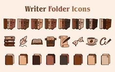 Writer Aesthetic Folder Icons Goodreads Redesign, Aesthetic Folder Icons, Macbook Ideas, Aesthetic Folder, Recycle Bin Icon, Writer Aesthetic, Notion Ideas, Custom Folders, Computer Icons