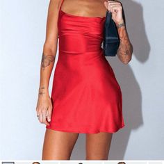 Princess Polly Flirty Red A-line Mini Dress, Red Satin Dress For Spring, Spring Red Satin Dress, Red Satin Summer Dress, Spring Red Satin Mini Dress, Aesthetic Message, Brown Slip Dress, Princess Polly Dress, Red Princess