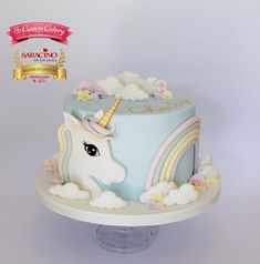 there is a cake that has a unicorn on it