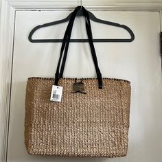 Bag Measures 11” X 12” Wide And 4” Base. Straps Have 12” Drop. Nwt. Msrp $$59 ( I Am Calling This Raffia, Possibly Sea Grass) Has Mother Of Pearl Button Closure, With Beaded Edge. Straps Are Not Leather. Has Inside Pocket With Zipper Compartment And 2 Pockets, In Canvas Type Fabric Packable Tote Shoulder Bag For Shopping, Packable Shoulder Bag For Shopping, Double Handle Packable Shopping Bag, Packable Double Handle Shopping Bag, Packable Rectangular Shopping Bag, Beaded Edge, Nine West Bags, Mother Of Pearl Buttons, Womens Tote Bags