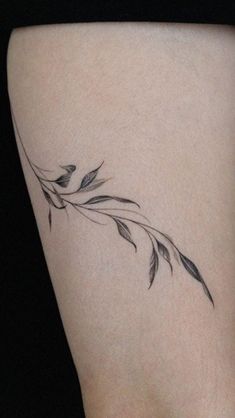 a woman's thigh with a small tattoo on the back of her leg,