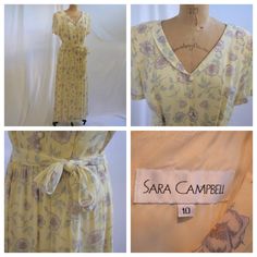 Find many great new & used options and get the best deals for SARA CAMPBELL Yellow Floral Chiffon Sash Belt Tea Party Dress Cottagecore 10 USA at the best online prices at eBay! Free shipping for many products! Floral Chiffon Maxi Dress, Dress Cottagecore, Tea Party Dress, Sash Belts, Soft Purple, Chiffon Maxi Dress, Thrift Shopping, Floral Chiffon, Dress Picture