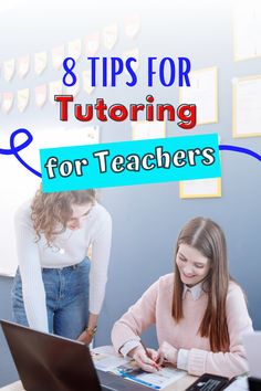 Text reads: 8 Tips for Tutoring for Teachers with a picture of a tutor helping a student who is sitting at a laptop Tutoring Business Ideas, How To Start A Tutoring Business, How To Be A Tutor, Tutoring Resources, Tutoring Flyer, Tutor Business, Tutoring Ideas, Dyslexic Students, Tutoring Business