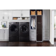 a washer and dryer in a laundry room