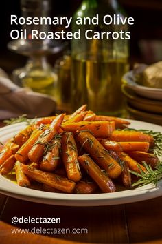 rosemary and olive oil roasted carrots on a white plate