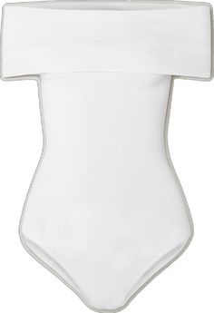 White Fitted Off-shoulder Swimwear, Fitted Off-shoulder White Swimwear, White Off-shoulder Fitted Swimwear, Ribbed Knit Bodysuit, Knit Bodysuit, Net A Porter, Women Collection, Luxury Design, Ribbed Knit