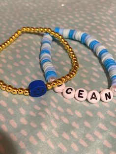 Preppy ocean blue set! By preppybraceletttt on tiktok! ⚡️🤍🌊 Cute Blue Beaded Bracelets For Everyday, Personalized Trendy Blue Jewelry, Trendy Blue Jewelry With Letter Beads, Playful Blue Beaded Bracelets For Everyday, Playful Blue Beaded Bracelets For Everyday Wear, Casual Blue Customizable Beaded Bracelets, Fun Blue Beaded Bracelet With Letter Beads, Trendy Customizable Blue Bracelets, Customizable Blue Bracelets