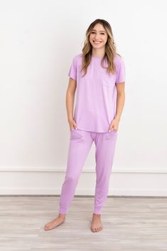 The softest, dreamiest pajamas you'll ever own! Buttery soft, stretchy bamboo viscose gentle on sensitive or eczema-prone skin. Cute enough for all day, cozy enough for all night! These are the PJs you'll want to live in and gift to everyone! Materials & Care Gentle on sensitive or eczema-prone skin Seasonless fabric to keep you cool in the summer and warm and cozy in the winter No interior tags Easy fit with a relaxed crew-neck 95% bamboo, 5% spandex Machine wash cold Turn inside out Delicate c Mini Sales, Plus Size Tankini, Bamboo Pajamas, Swimsuit Sale, Plus Size Maxi Dresses, In The Winter, New Arrival Dress, Mommy And Me, Maternity Dresses