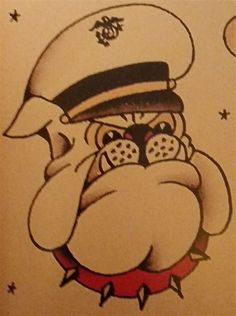 a drawing of a dog wearing a sailor's hat