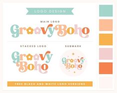 the logo design for gravy bolo is shown in three different colors and font styles