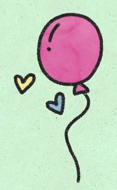 a drawing of a balloon with a heart on it