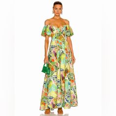 Worn Once In Perfect Condition. No Flaws. Colorful Print With A Flared Shape. Silhouette Compared With Cut-Out Detailing That Adds To Its Distinctive Look! Size 4. Retails For And Was Purchased For $625. Sleeves Can Be Worn Up On Shoulders Or On The Sides. Staud Maxi Party Dress, Staud Maxi Length Spring Dresses, Summer Maxi Dress By Staud, Luxury Staud Maxi Dress, Multicolor Printed Off-shoulder Maxi Dress, Shape Silhouette, Colorful Prints, Cut Out, Colorful Dresses