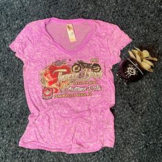 Never Worn, Got At A Biker Rally In Pcb. Size Medium Burnout Style. Bright Purple Color. Casual Short Sleeve Top For Biker Events, Purple Mcbling, Thrift Board, Biker Rallies, Pinterest Wardrobe, Neon Aesthetic, Fits Clothes, 2000s Fashion Outfits, Pinterest Outfits