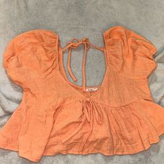 Never Worn, Great Condition Make An Offering Orange Faceted Carnelian Necklace, Babydoll Tee, Orange Summer Tops With Built-in Bra, Fitted Orange Camisole Tank Top, Orange V-neck Tank Top For Summer, Vibrant Orange V-neck Top, Light Orange, Color Orange, Baby Dolls