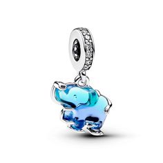 The Blue Murano Glass Elephant Dangle Charm is a colorful ode to a majestic creature. Sterling silver forms an elephant-shaped silhouette around a gradient blue-and-purple Murano glass with a raised ear and a concave rounded eye. Realistic elephant details include an uplifted trunk, feet and a swirling line forming a tail. The bail features a row of pavé and the engraved word "LUCKY." Inspired by the majestic Asian tropical elephant, this charm makes a thoughtful and meaningful gift. Pandora Essence, Heart Promise Rings, Pandora Blue, Disney Charms, Charms Pandora, Bracelet Pandora, Elephant Charm, Bracelet Diy, Pandora Bracelets