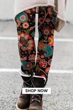 Floral Print Skinny Leggings are the epitome of comfort and style. With their casual elastic waist and stretchy fabric, these leggings are a versatile addition to your wardrobe. The vibrant floral print adds a touch of femininity, making them perfect for both lounging at home and stepping out in style. Casual Multicolor Printed Leggings, Non-stretch Multicolor Leggings For Spring, Spring Multicolor Non-stretch Leggings, Stretch Multicolor Pants For Winter, Winter Stretch Multicolor Pants, Winter Multicolor Stretch Pants, Bohemian Stretch Leggings, Bohemian Leggings, Leggings Outfit Fall