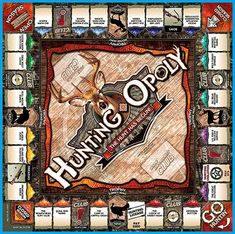 a board game with an image of a deer and the words hunting open on it