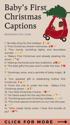 a baby's first christmas caption is shown in this image with the text below it