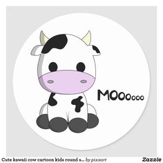 a cartoon cow with the word mooo on it